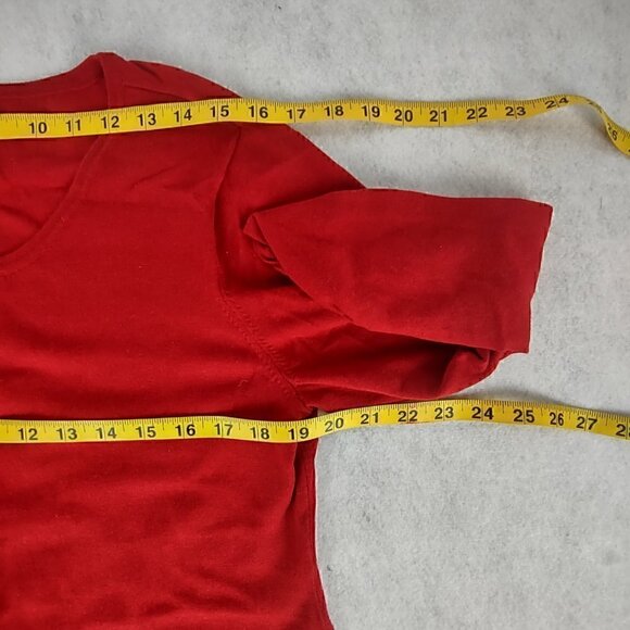 Alfani Red Ruched 3/4 Sleeve Beaded Front Cotton Blend Tunic Sweater Size Large - Picture 9 of 11